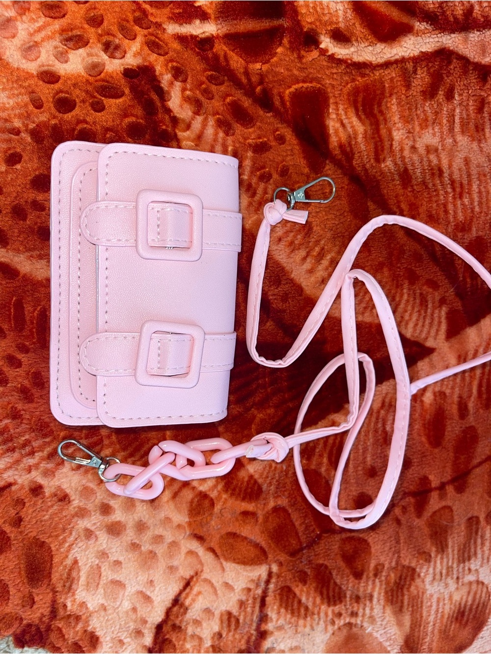 SHEIN Pink Mini Crossbody Wallet with Buckle Detail